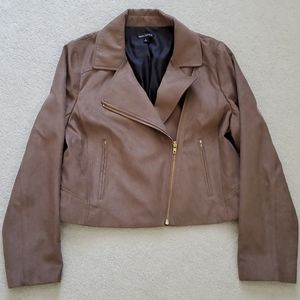 J.Crew Mercantile brown moto jacket with gold zips